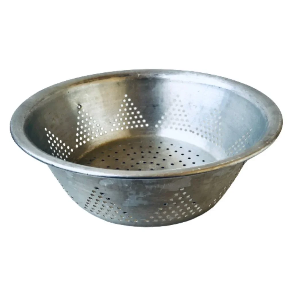 Aluminum Colander Basket Strainer Cooking Kitchen Utensil Vintage USED